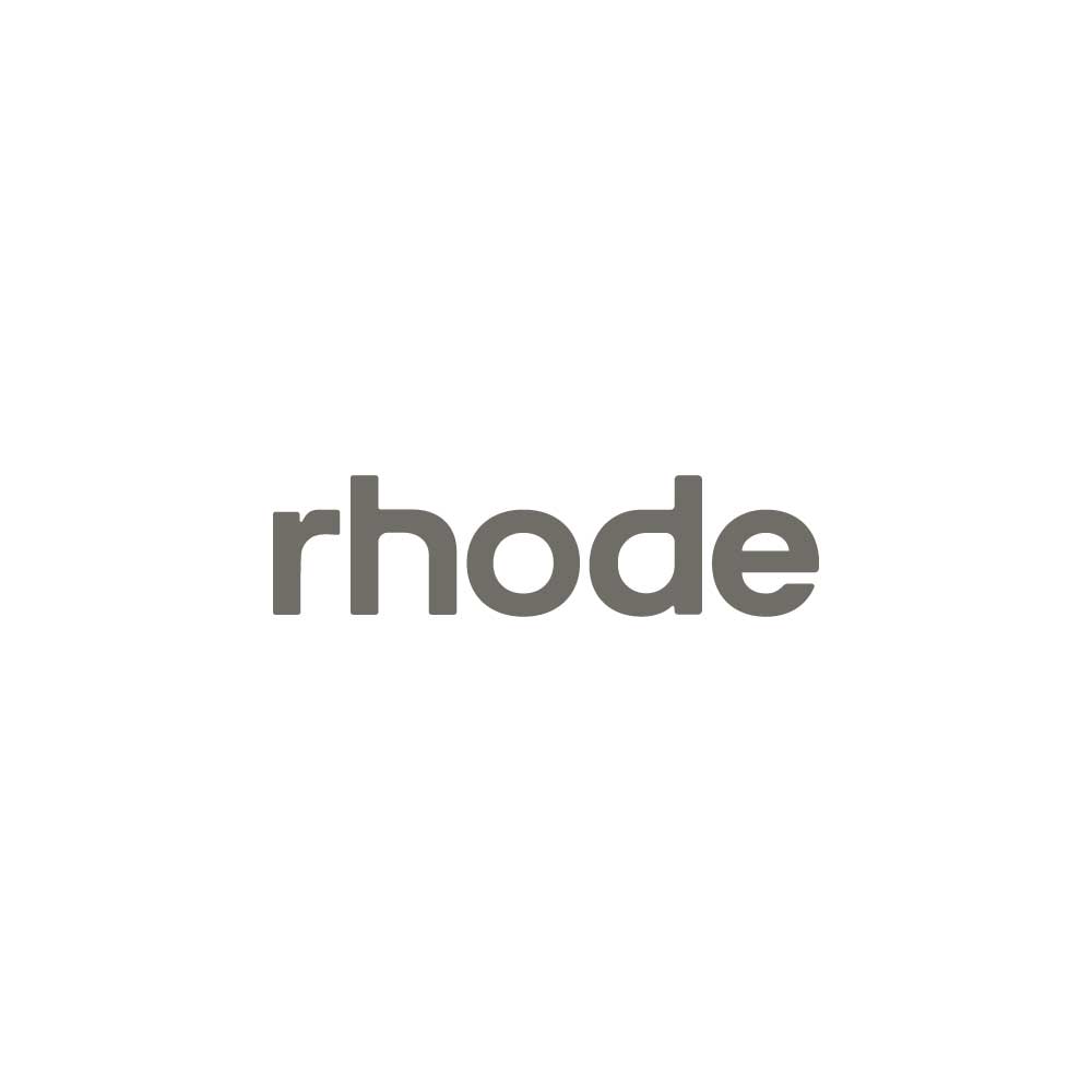 rhode lowercase wordmark in gray on a white background
