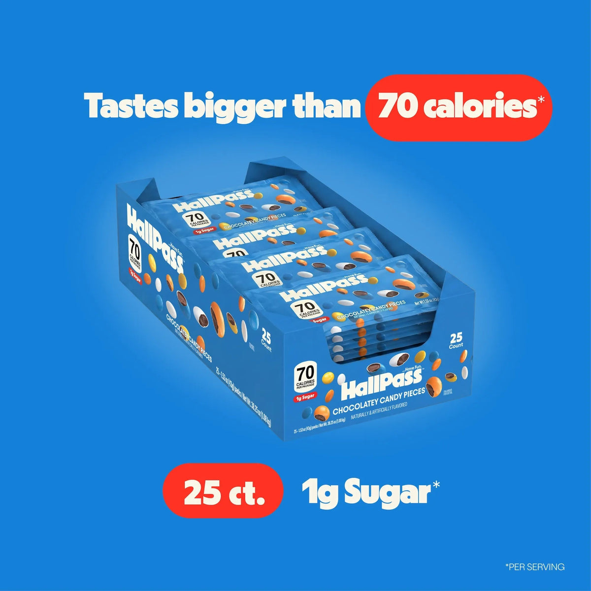 HallPass Chocolatey Candy Pieces 70 Calories 1g Sugar
