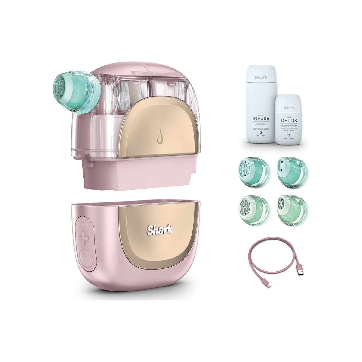 Shark FacialPro Glow in Pink with everything included in the box