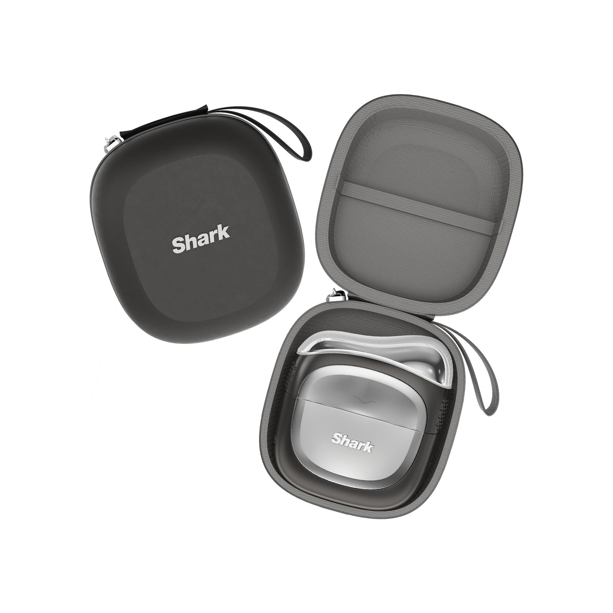 Shark Depuffi in Mountain Blue with open storage case