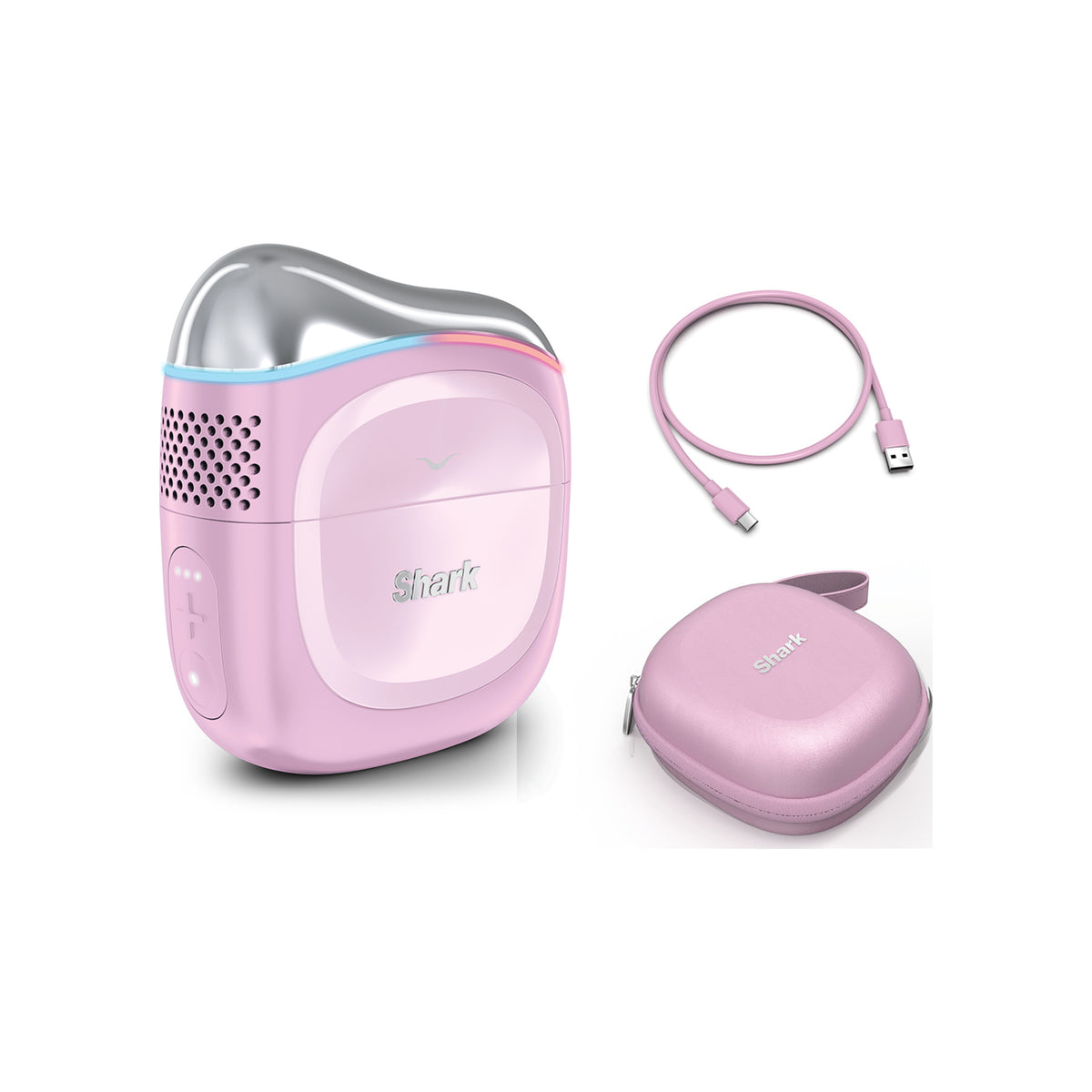 Shark Depuffi in Pink with charging cable and storage case