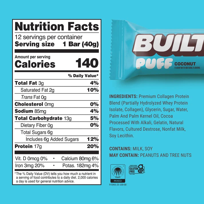 BUILT Puff Protein Marshmallow Puffs 15-17g Protein