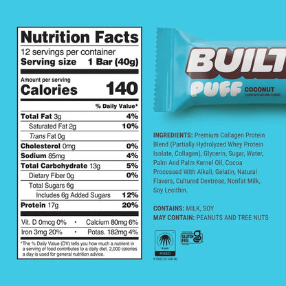 BUILT Puff Protein Marshmallow Puffs 15-17g Protein