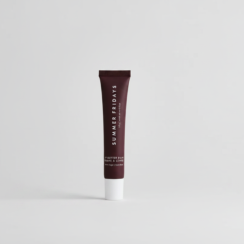 Tube of Summer Fridays lip butter balm on a beige background