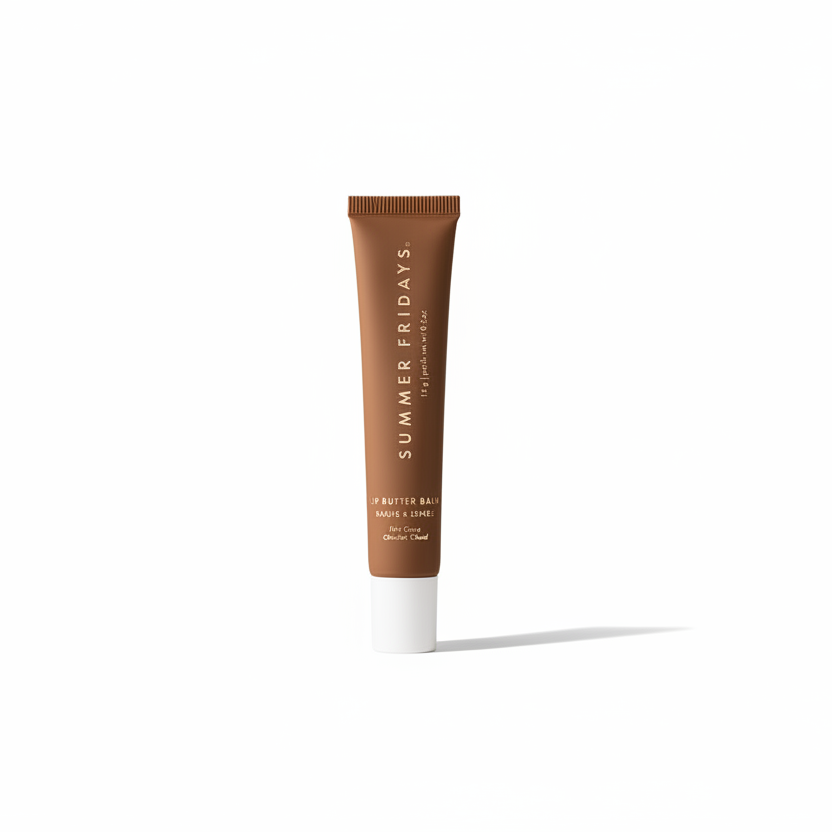 Brown tube of Summer Fridays product on a beige background