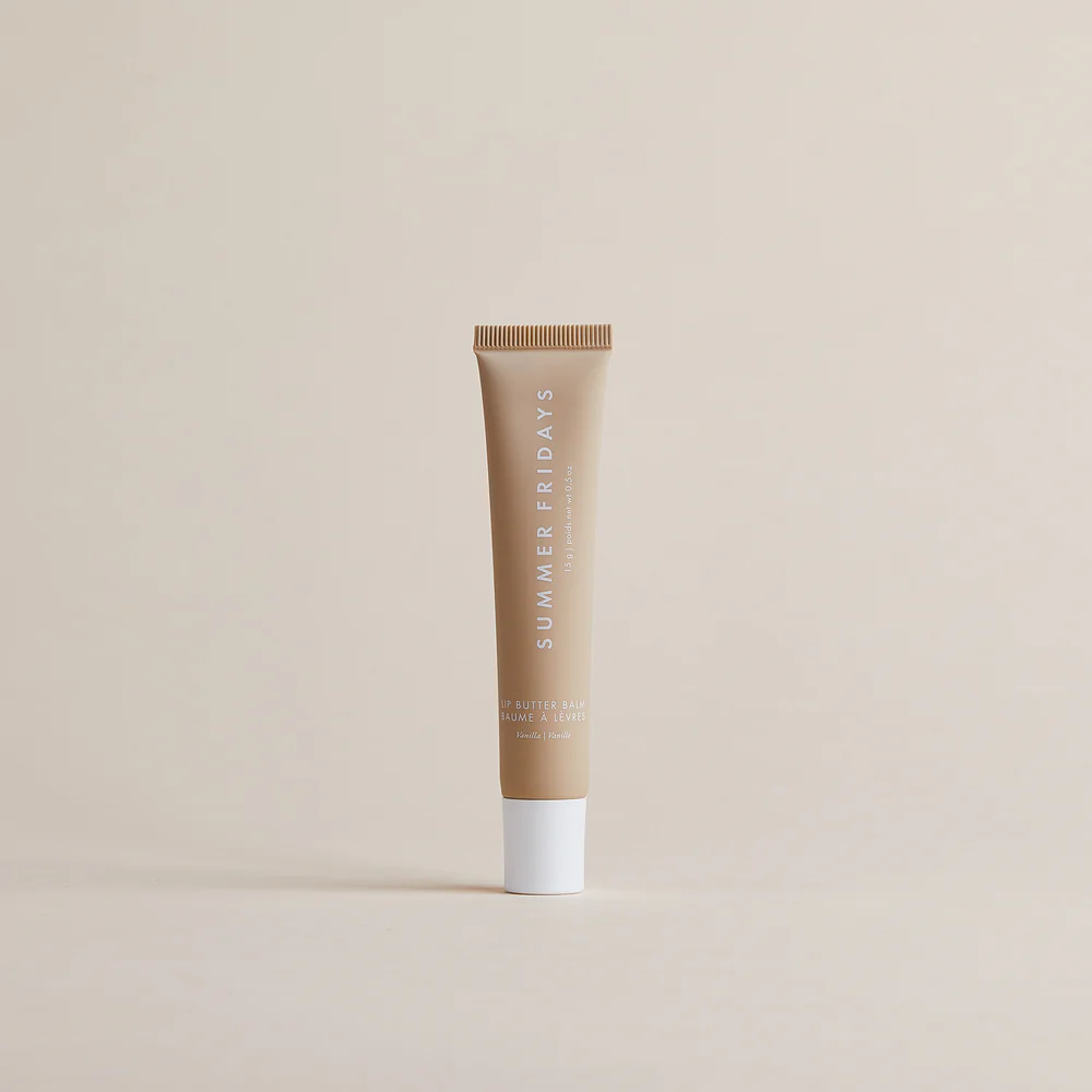 Tube of Summer Fridays lip butter balm on a white background