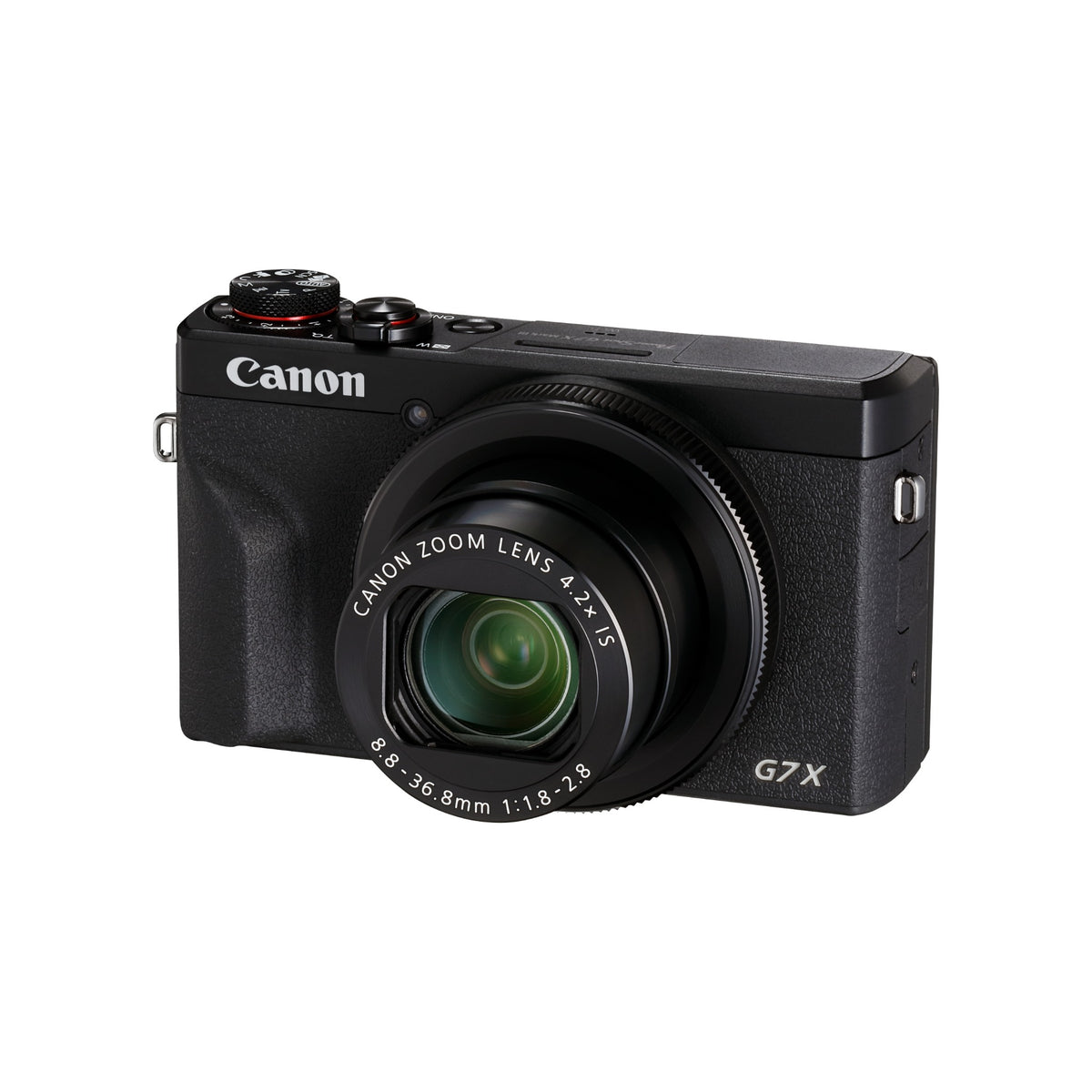 Canon PowerShot G7 X Mark III in Black, angled front view