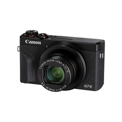 Canon PowerShot G7 X Mark III in Black, angled front view