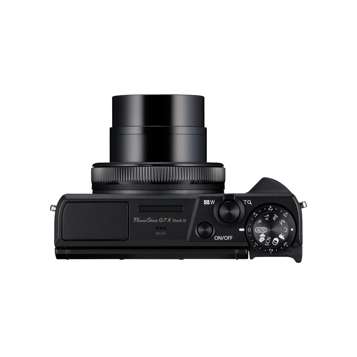 Canon PowerShot G7 X Mark III in Black, top view with lens extended