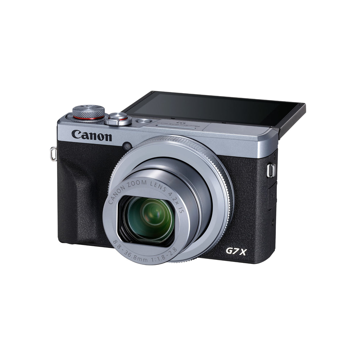 Canon PowerShot G7 X Mark III in Silver with tilting screen raised