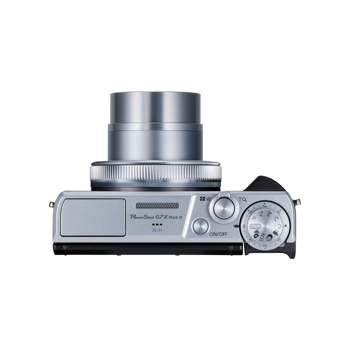 Canon PowerShot G7 X Mark III in Silver, top view with lens extended
