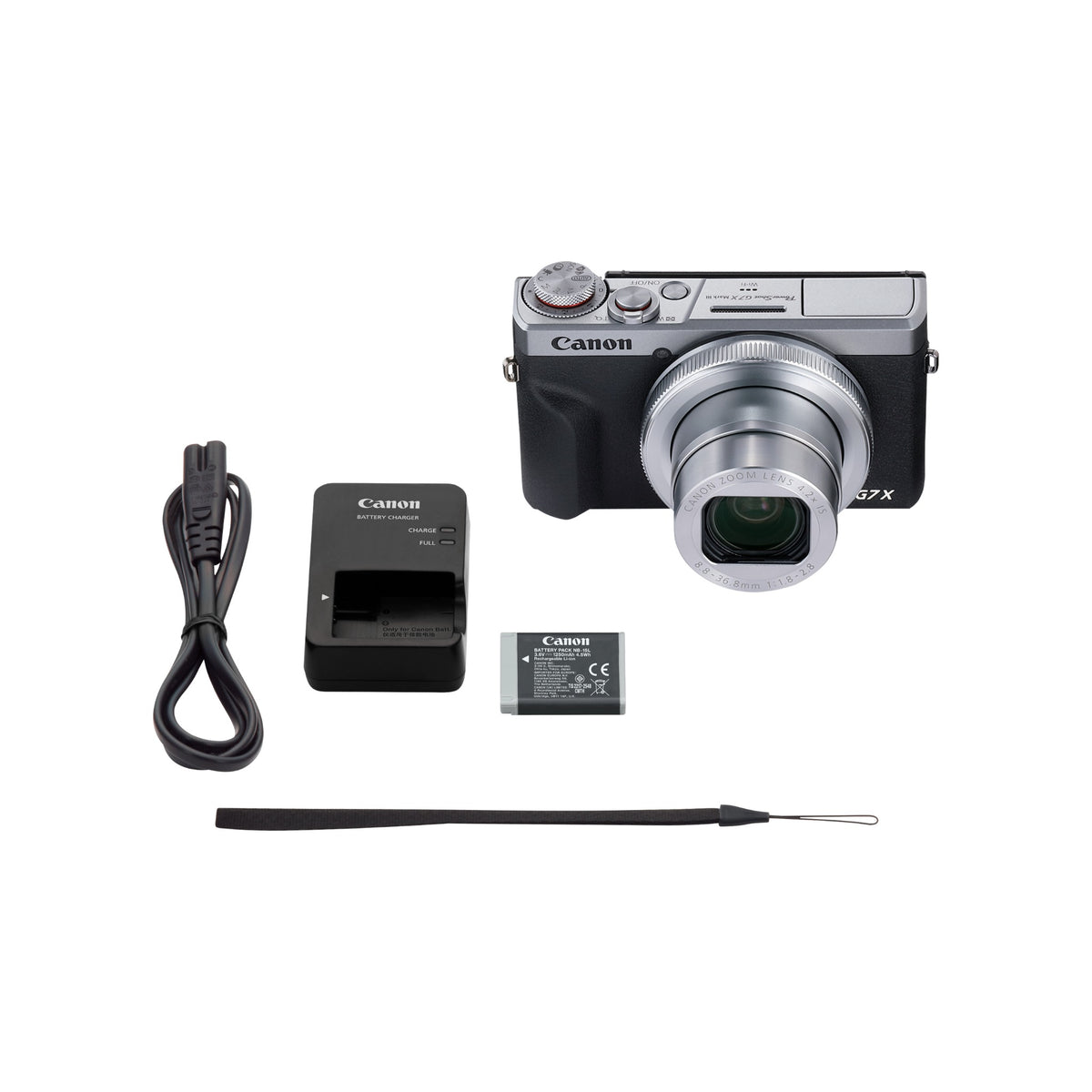 Canon PowerShot G7 X Mark III in Silver with included accessories