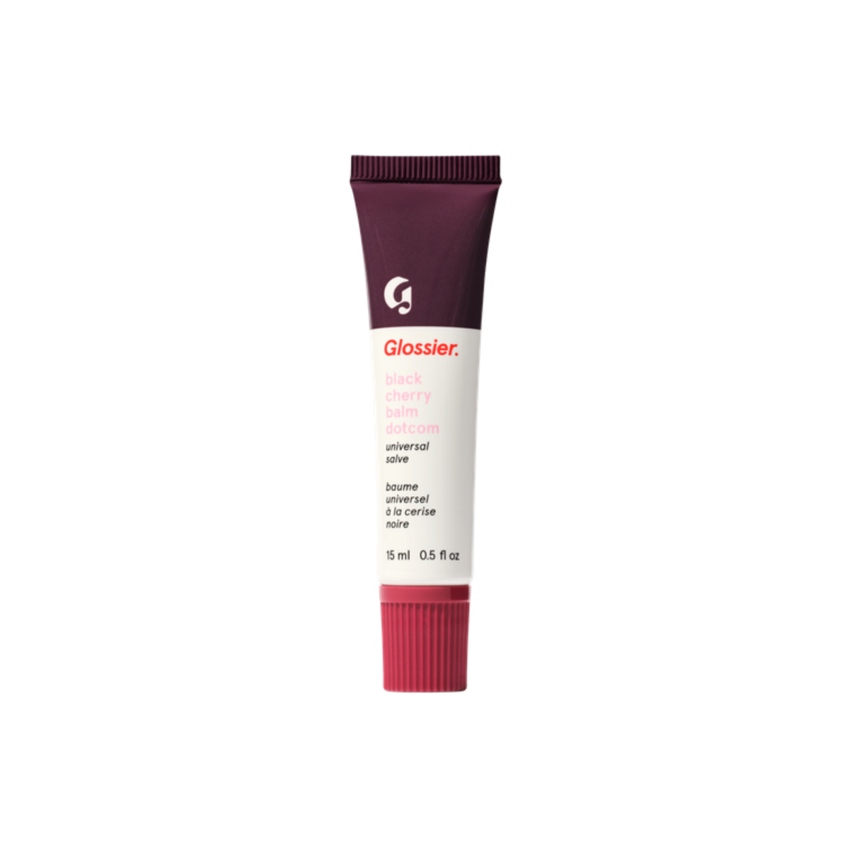 Glossier Balm Dotcom Lip Balm in Black Cherry on a white background