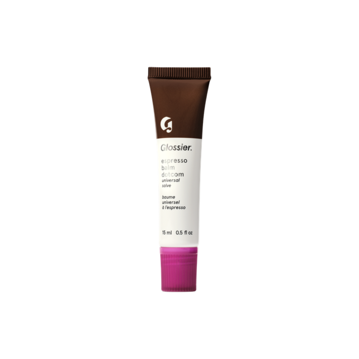 Glossier Balm Dotcom Lip Balm in Espresso on a white background